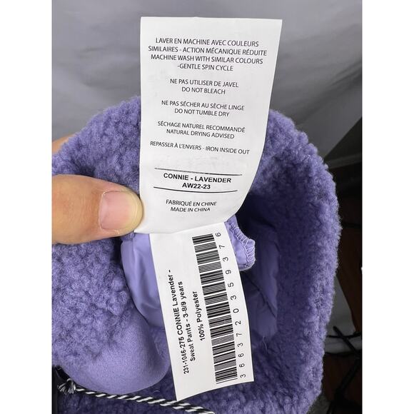 Finger In The Nose Connie Sweatpants Lavender Fleece Lined Kids 8/9 Cozy - Picture 15 of 15